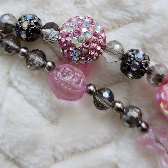 Elegant Pink and Silver Queens Crown Beaded 2 Chain Bag Charm Chain - Picture 6 of 9